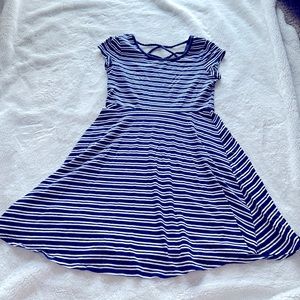 Medium blue and white dress